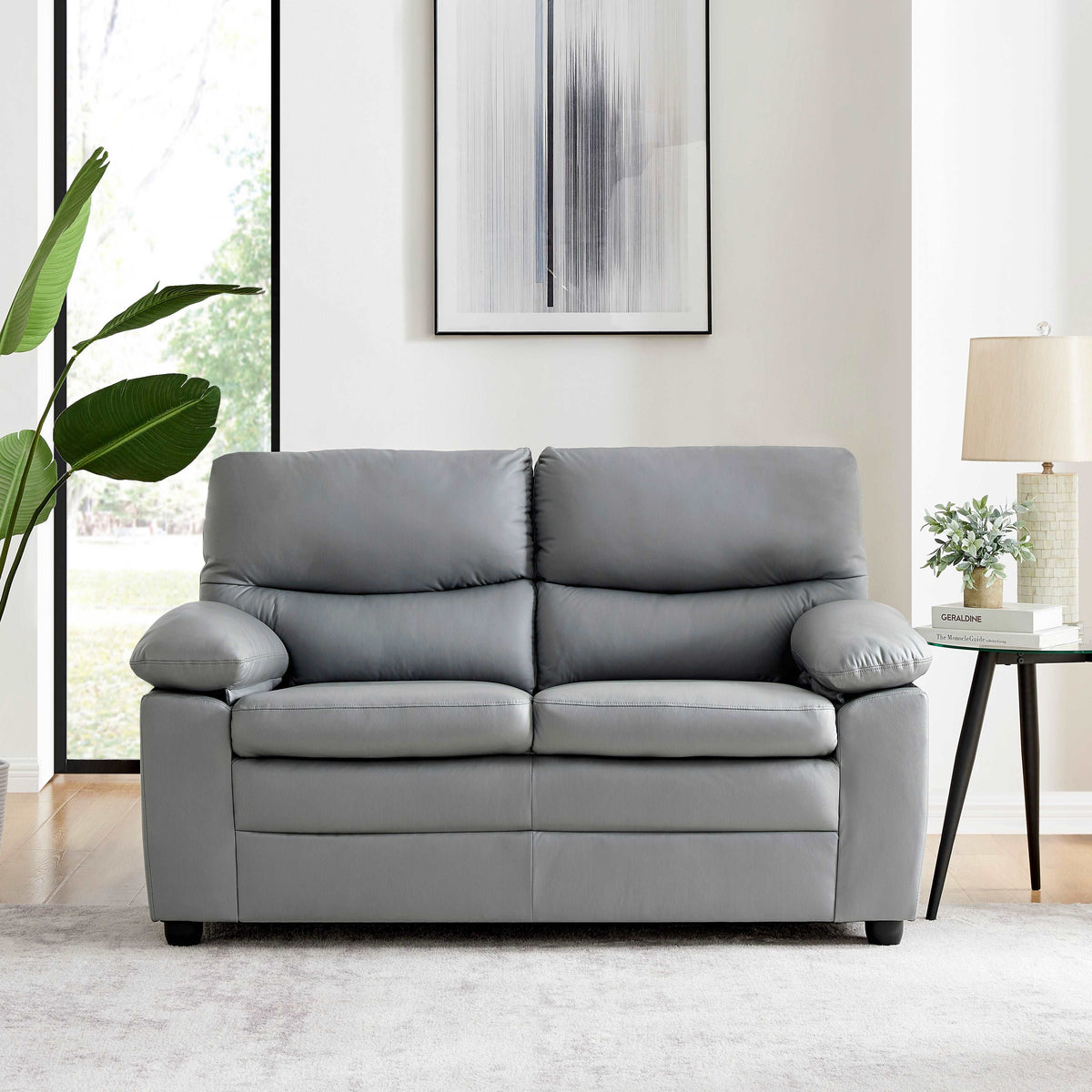 Andreas Grey Faux Leather 3+2 Seater Set