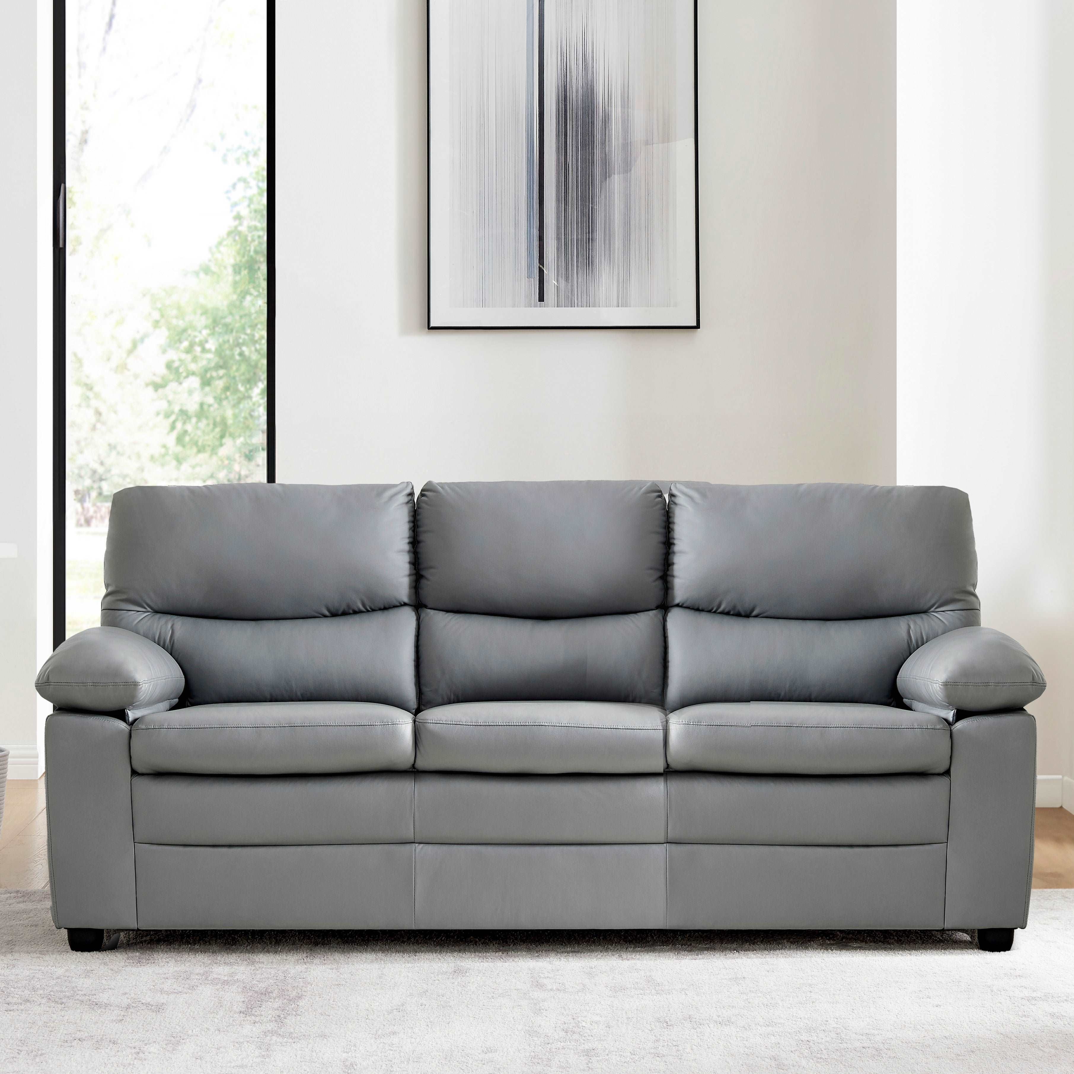 Andreas Grey Faux Leather 3+2 Seater Set