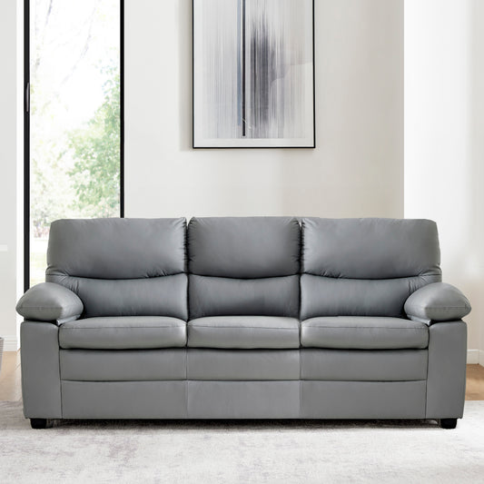 Andreas Grey Faux Leather 3 Seater Sofa