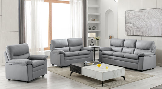 Andreas Grey Faux Leather 3+2+1 Seater Set