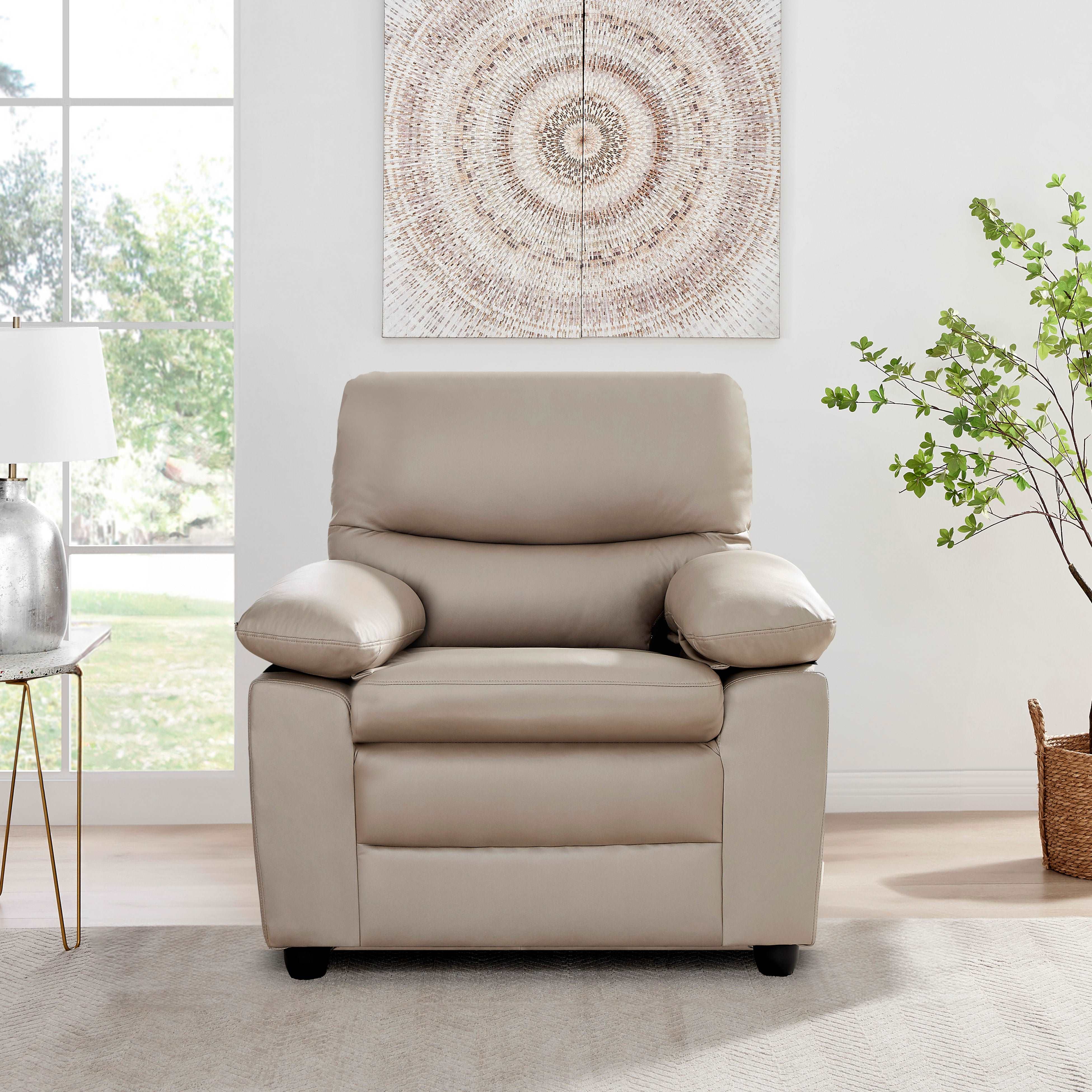 Andreas Taupe Faux Leather Armchair