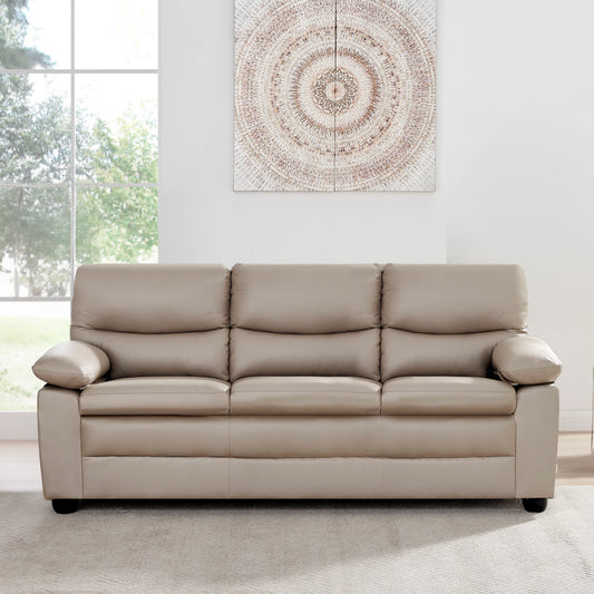 Andreas Taupe Faux Leather 3 Seater Sofa