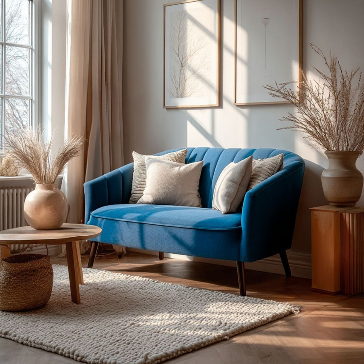 Arlo Blue Velvet 2 Seater Sofa