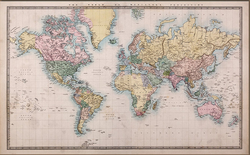 Vintage World Map Wall Art