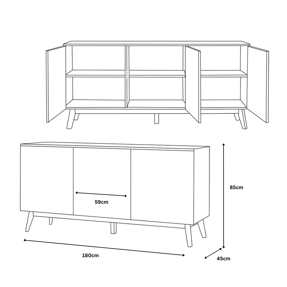 Alice 3 Door Sideboard in colour Wenge
