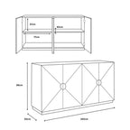 Line drawing of a piece of furniture with dimensions labeled