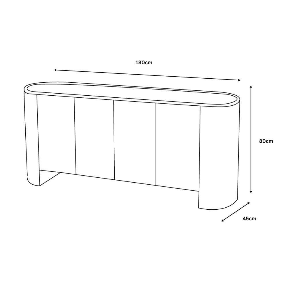 Line drawing of an oval-shaped table with dimensions labeled.