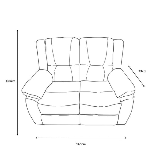 Austin 2 Seater Recliner Sofa - Dark Grey
