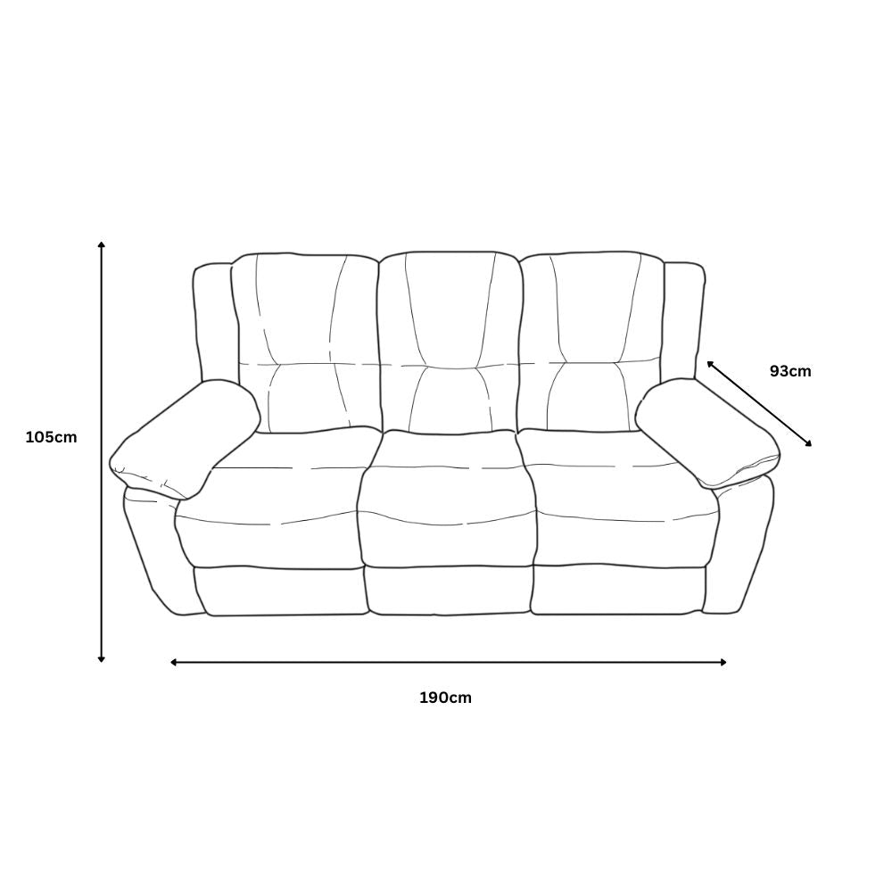 Austin 3 Seater Recliner Sofa - Dark Grey