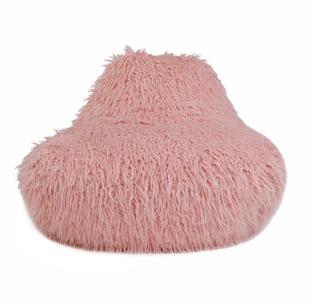 Faux Sheepskin Pink Bean Bag