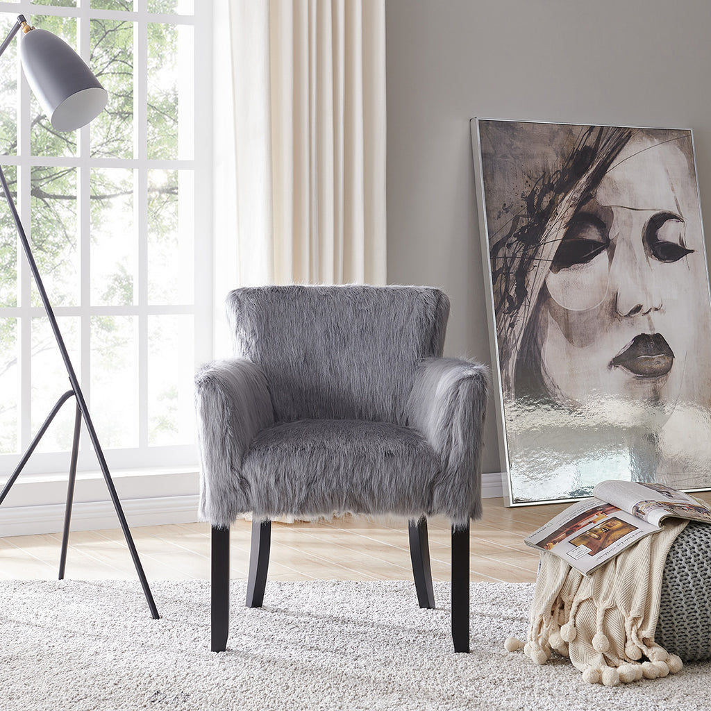 Faux Sheepskin Grey Tub Chair