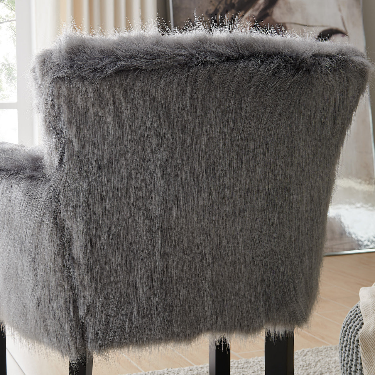 Faux Sheepskin Grey Tub Chair