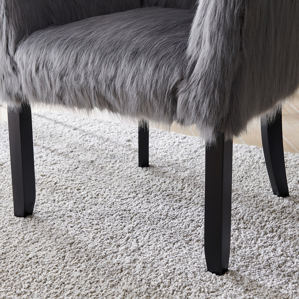 Faux Sheepskin Grey Tub Chair