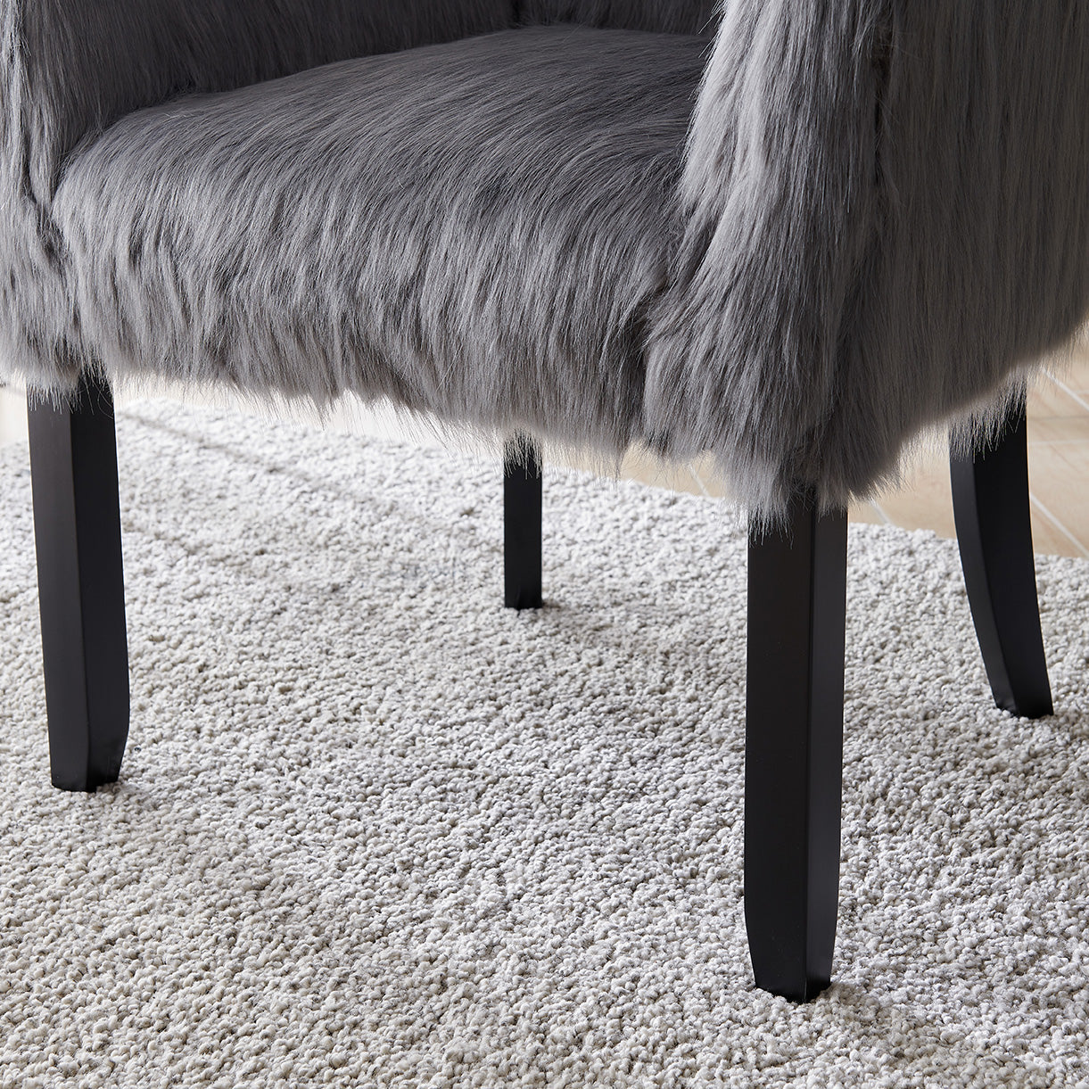 Faux Sheepskin Grey Tub Chair