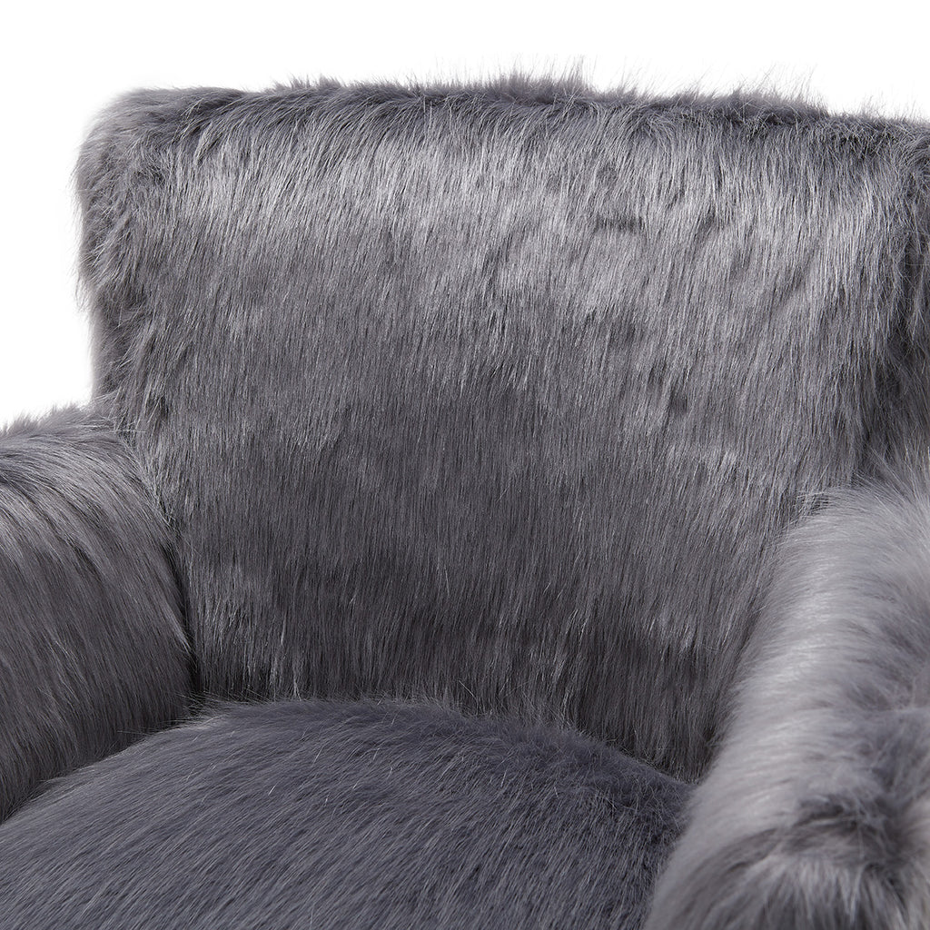Faux Sheepskin Grey Tub Chair