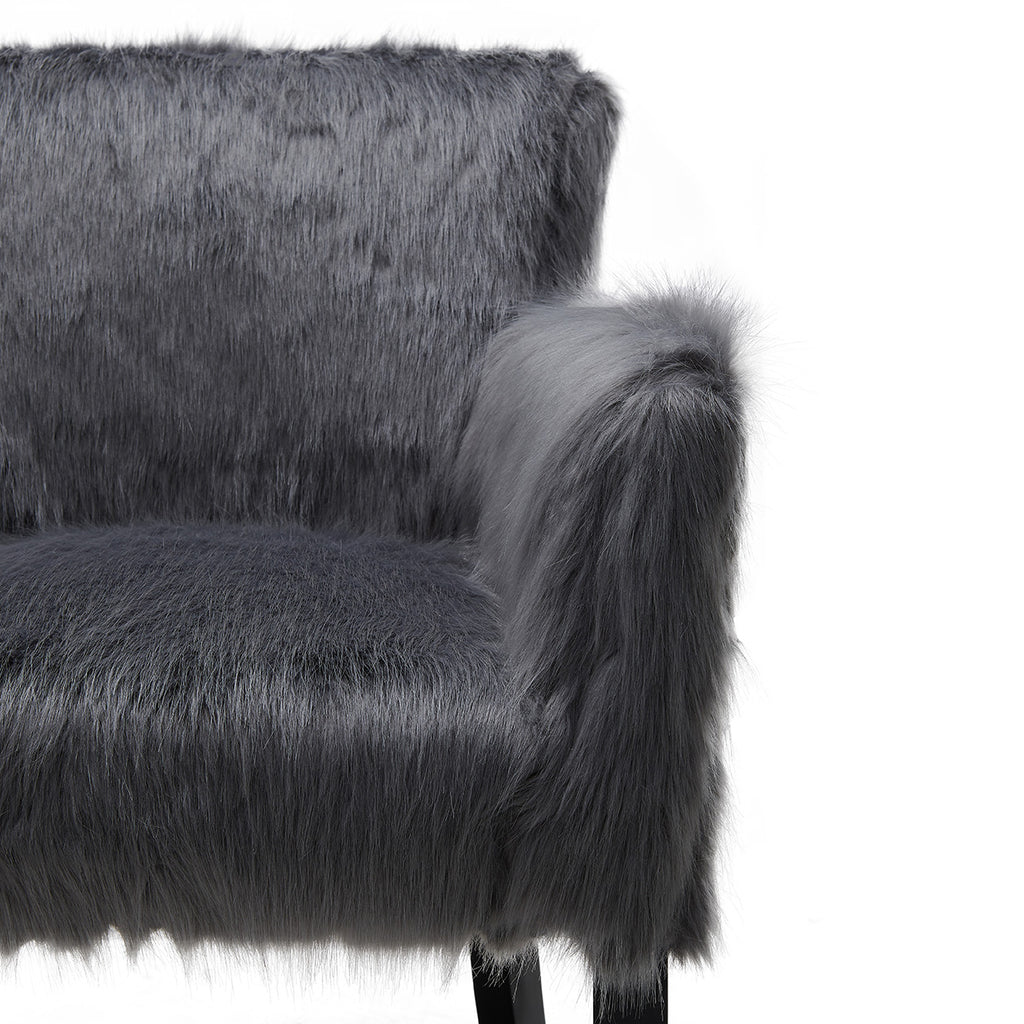 Faux Sheepskin Grey Tub Chair