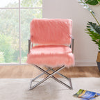 Faux Sheepskin Pink Directors Chair