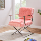Faux Sheepskin Pink Directors Chair