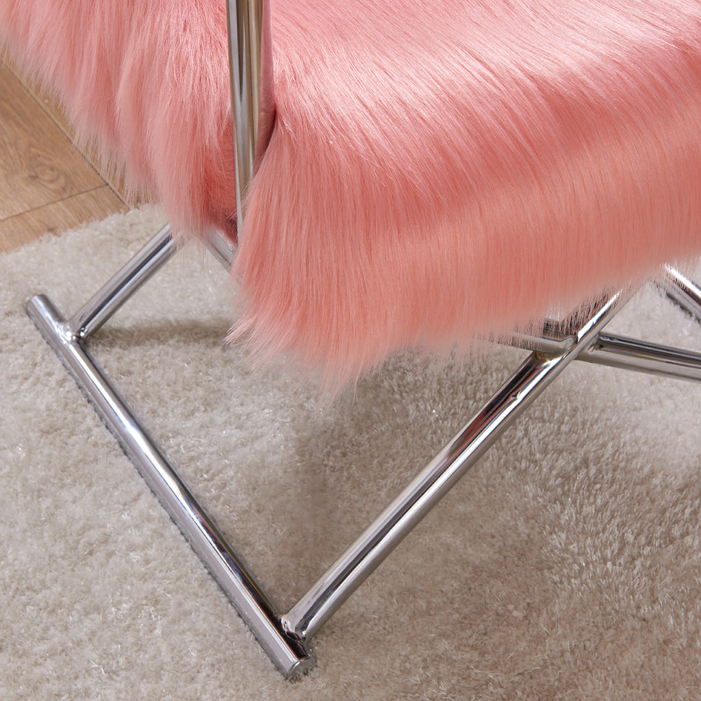 Faux Sheepskin Pink Directors Chair