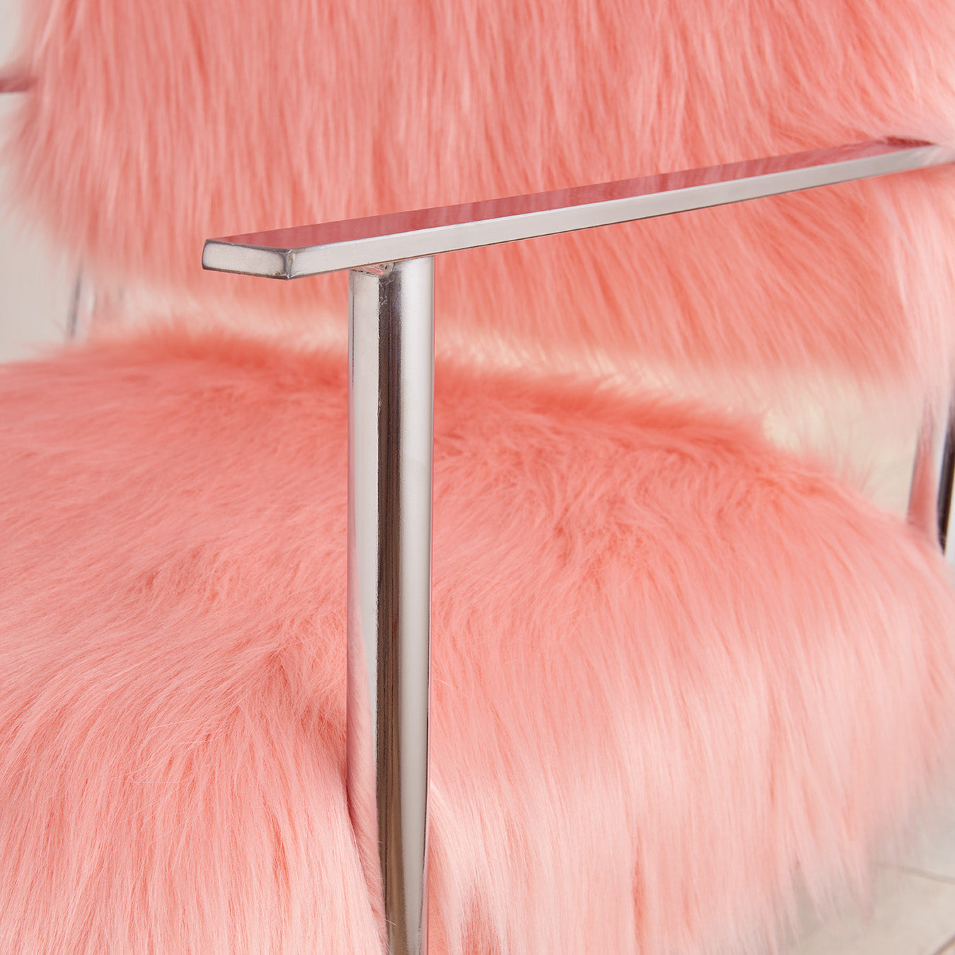 Faux Sheepskin Pink Directors Chair