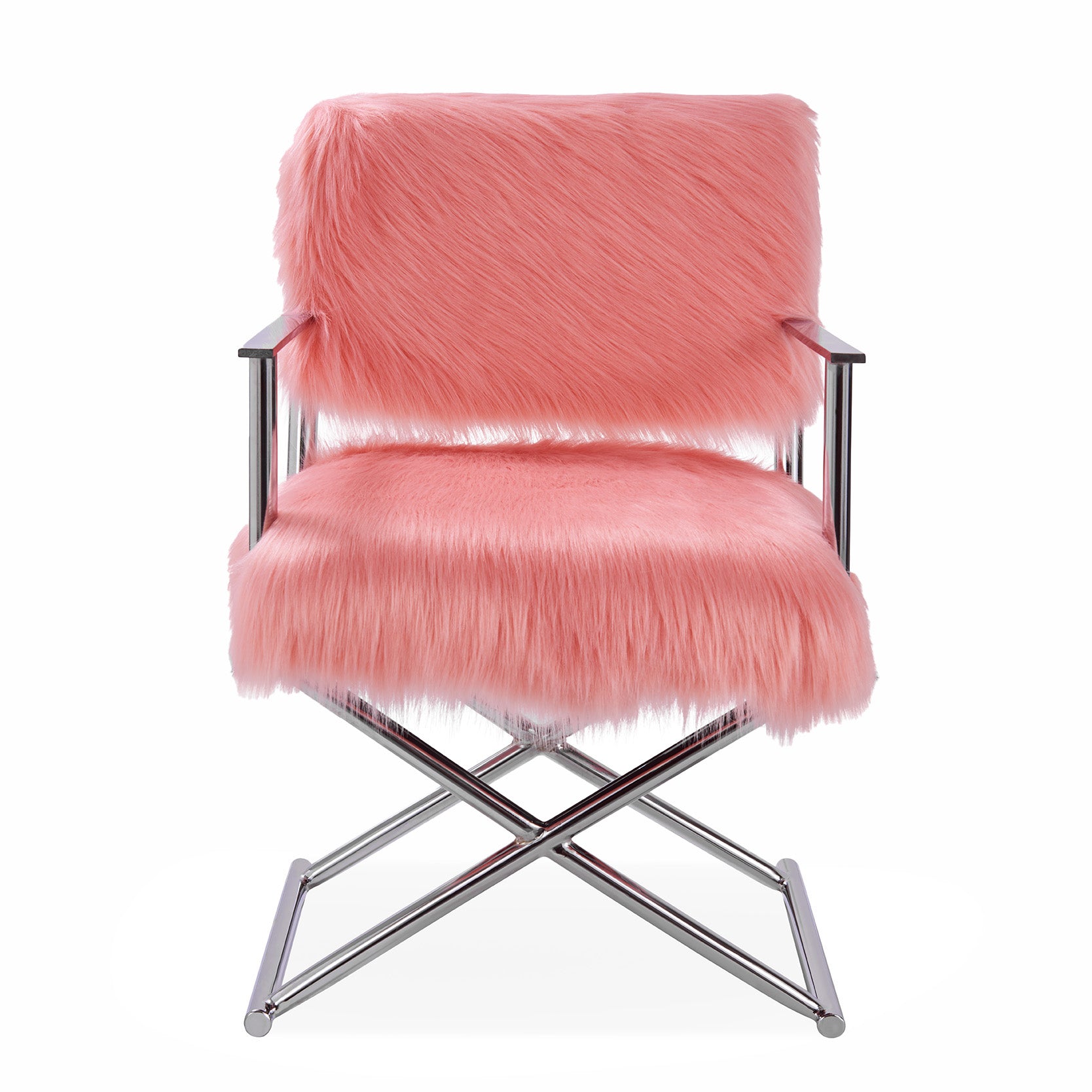 Faux Sheepskin Pink Directors Chair