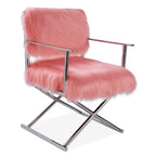 Faux Sheepskin Pink Directors Chair