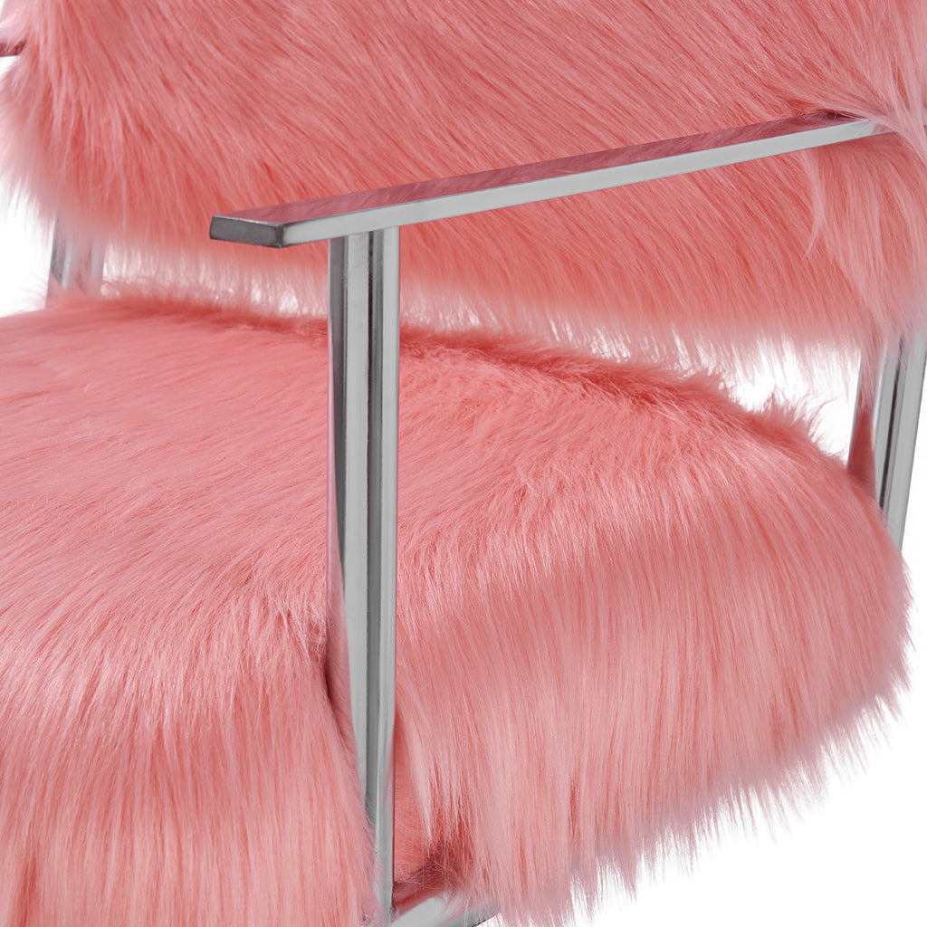 Faux Sheepskin Pink Directors Chair