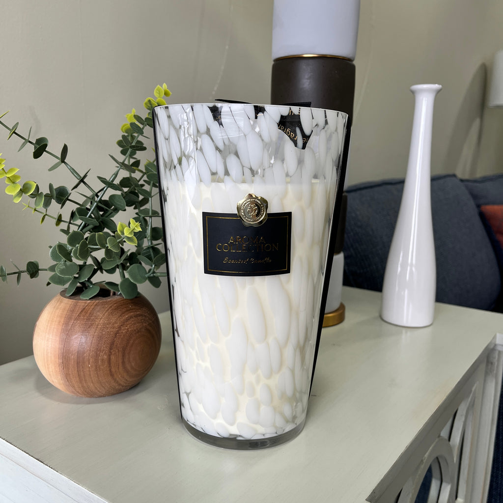Large White Confetti Candle