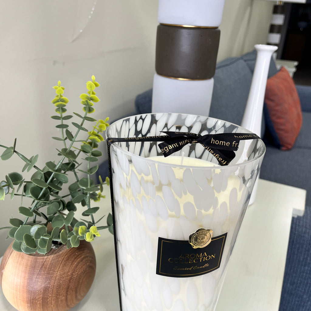 Large White Confetti Candle