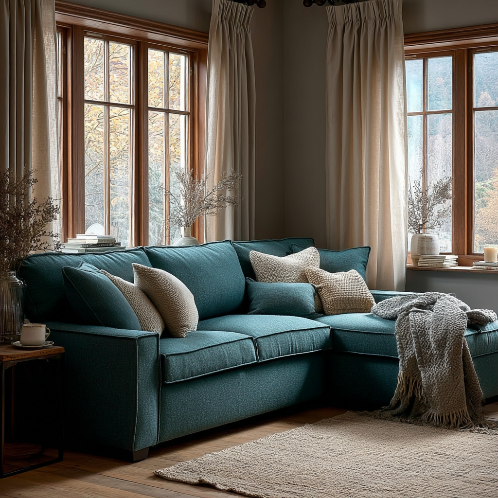 Havar Corner Sofa Bed: Teal (Right)