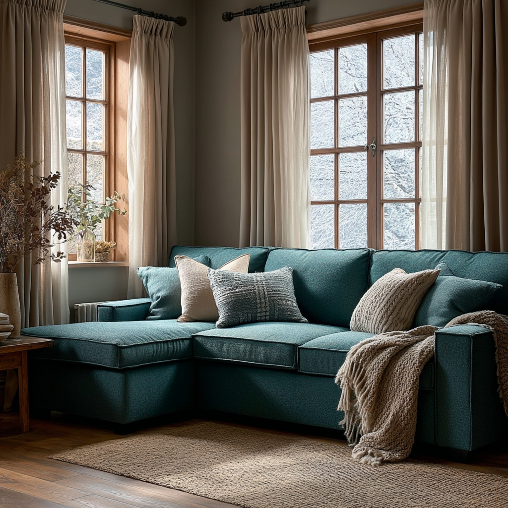 Havar Corner Sofa Bed: Teal (Left)