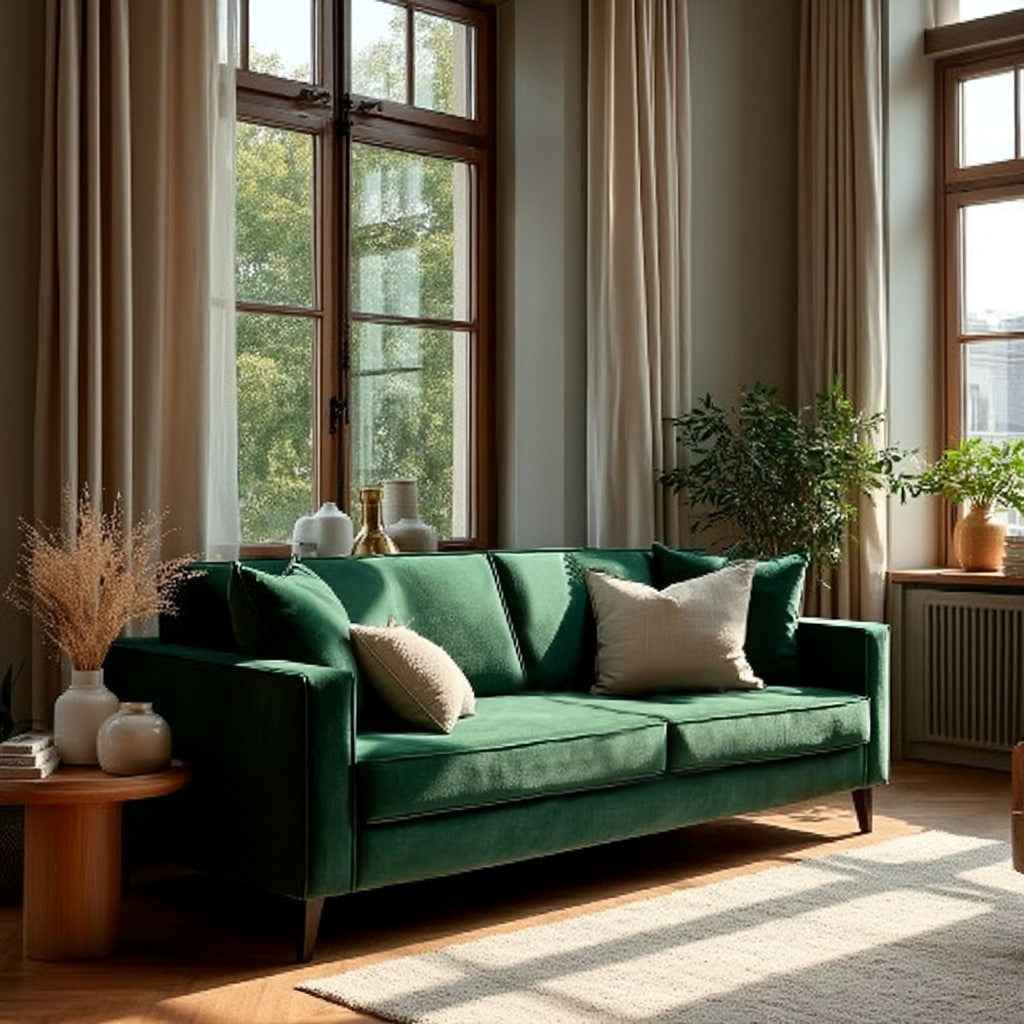 Cara 3 Seater Forest Green Velvet Sofa