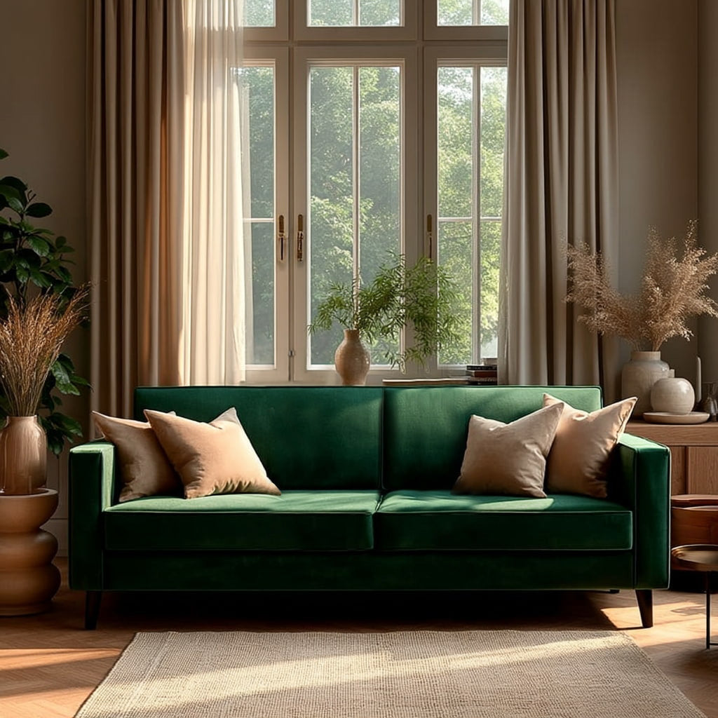 Cara 3 Seater Forest Green Velvet Sofa