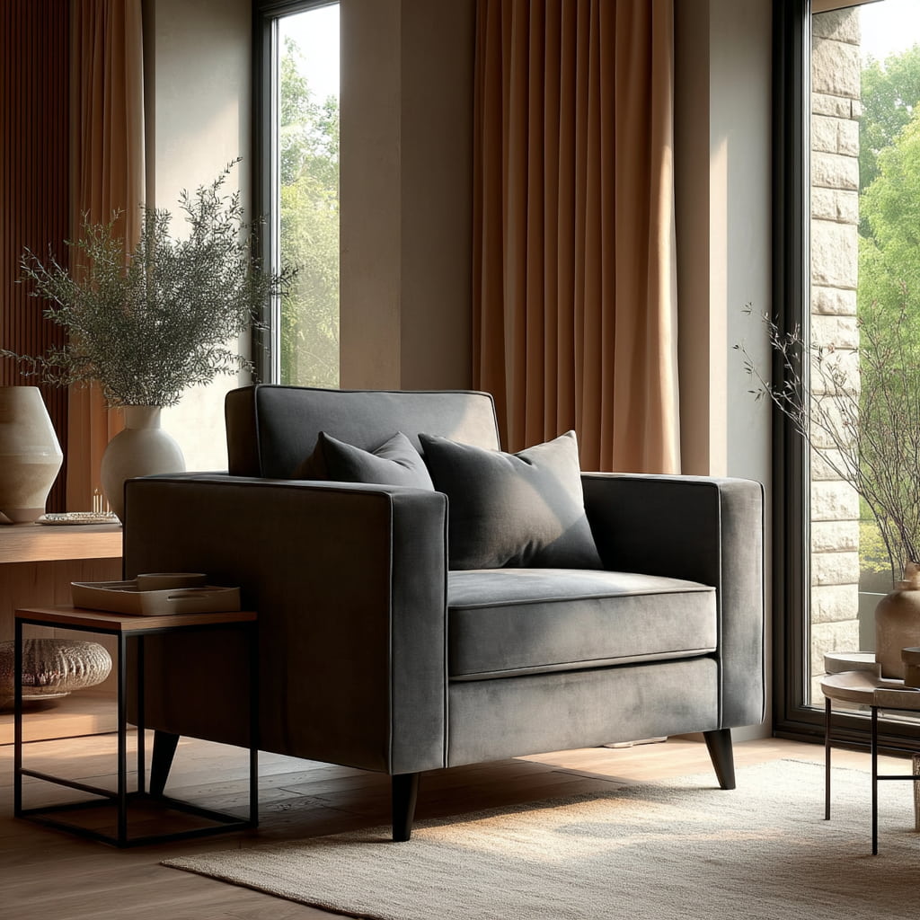 Cara Grey Velvet Armchair