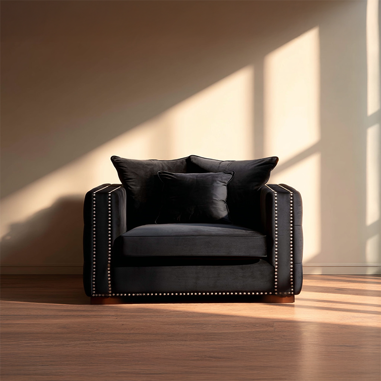 Moscow Black Velvet Snuggle Chair