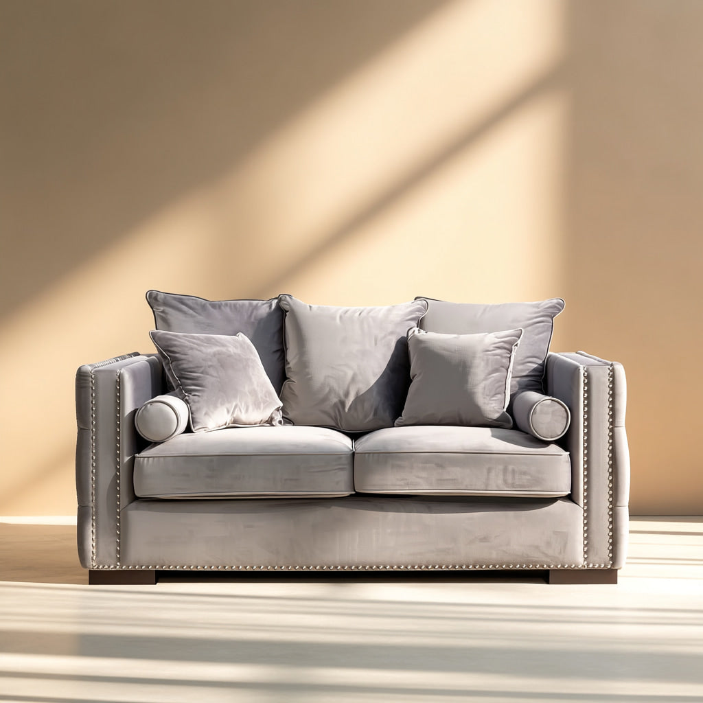 Moscow 2 Seater Grey Velvet Sofa