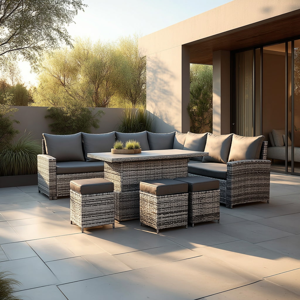 Henley 5pcs Corner Outdoor Dining Set-Grey