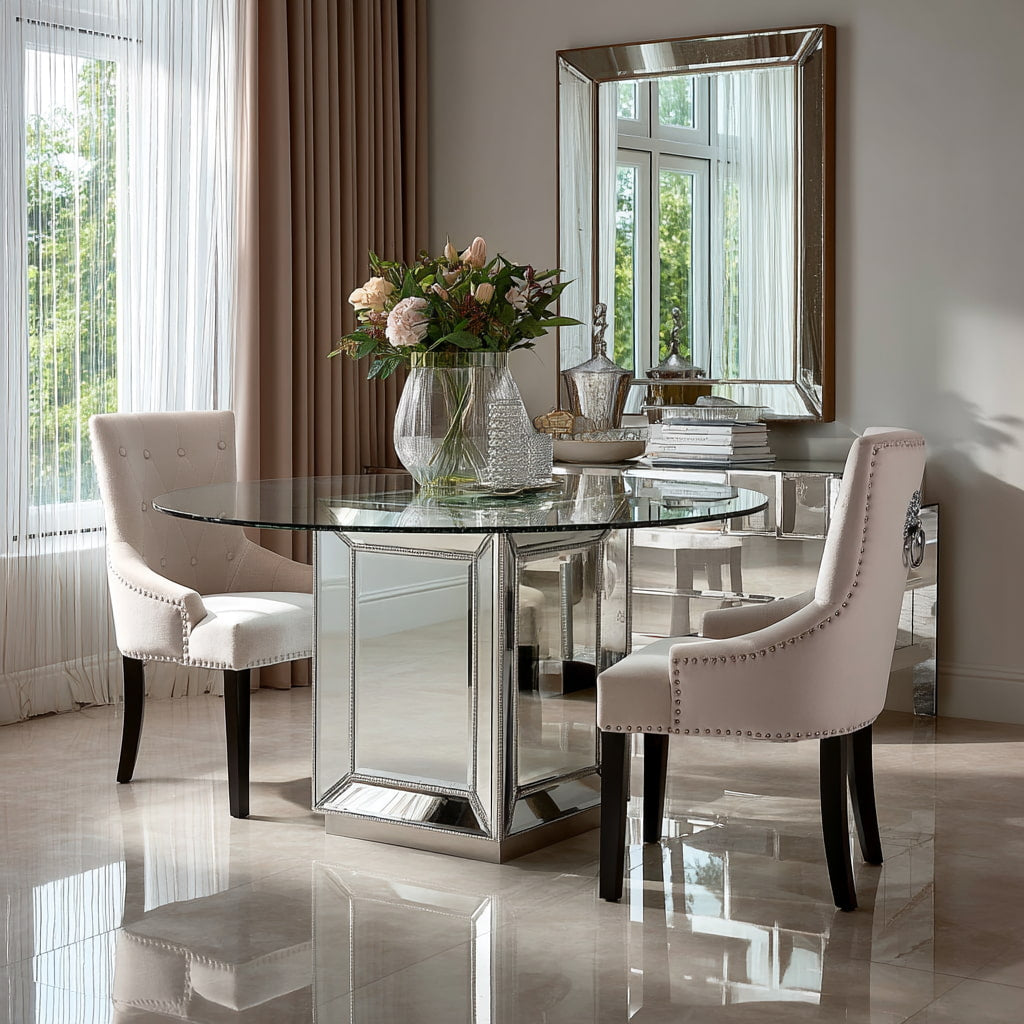 Sofia dining table silver glass