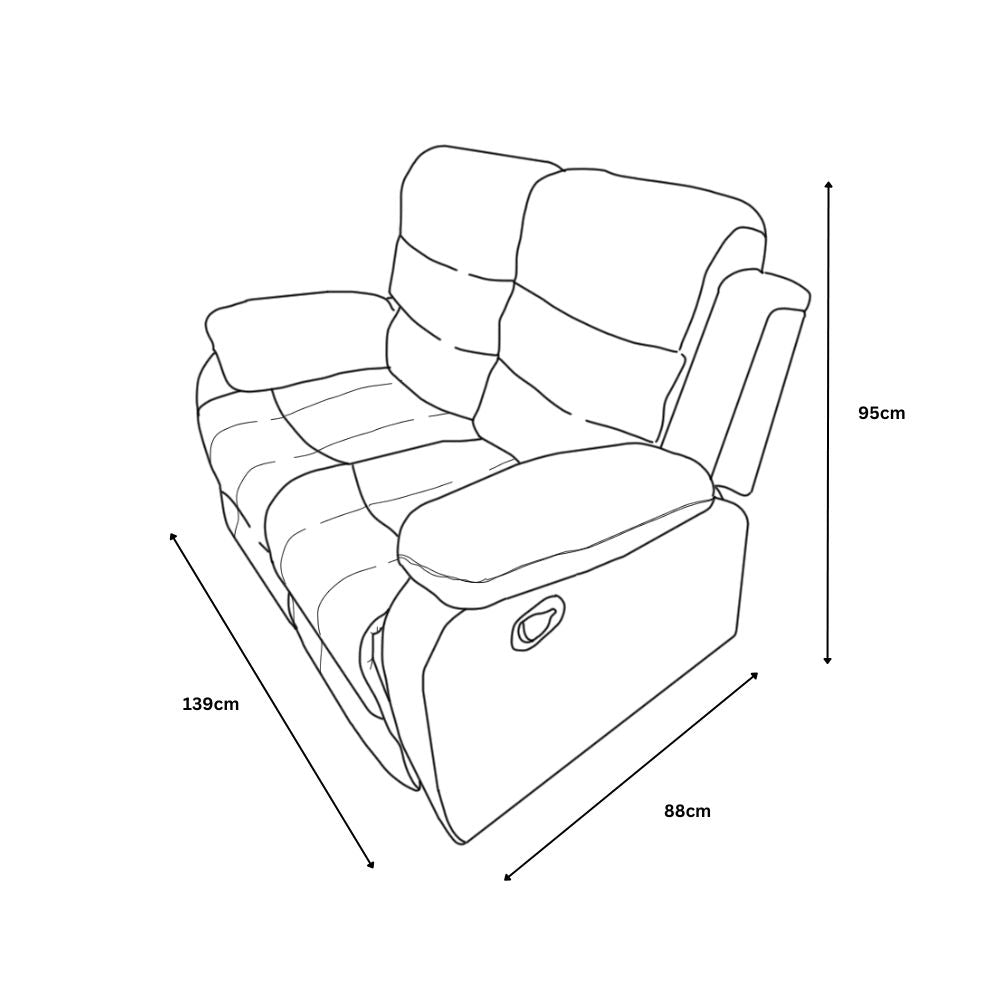 Brono Recliner 2 Seater Sofa - Blue Haze