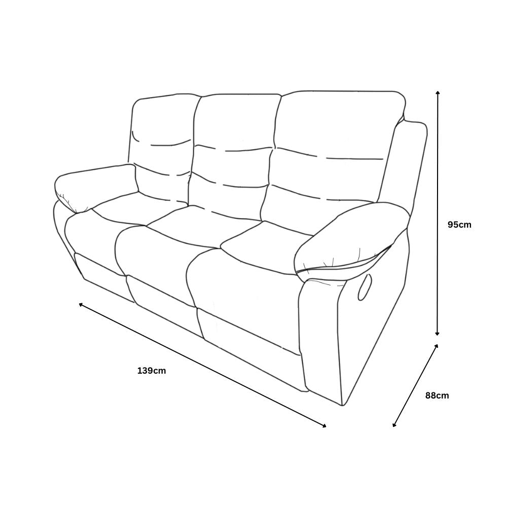 Brono Recliner 3 Seater Sofa - Auburn