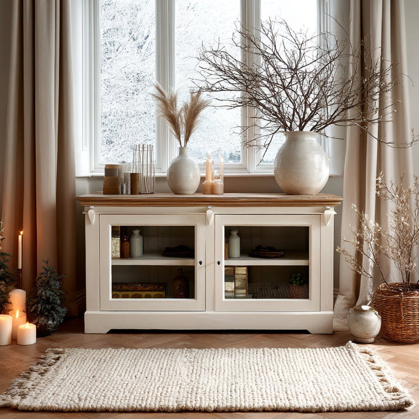 Cornwall 2 Door Antique White/ Oak Chest