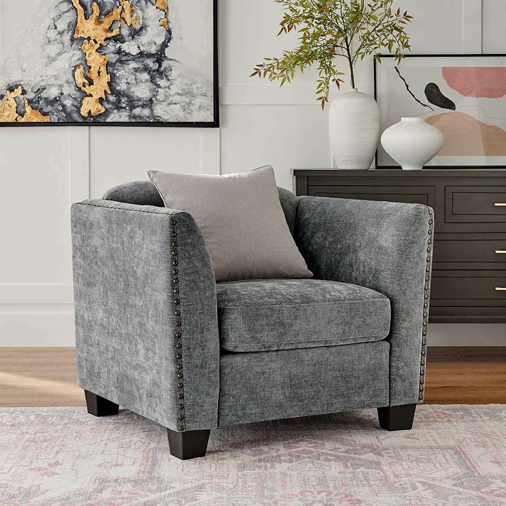 Dawson Studded Grey Armchair