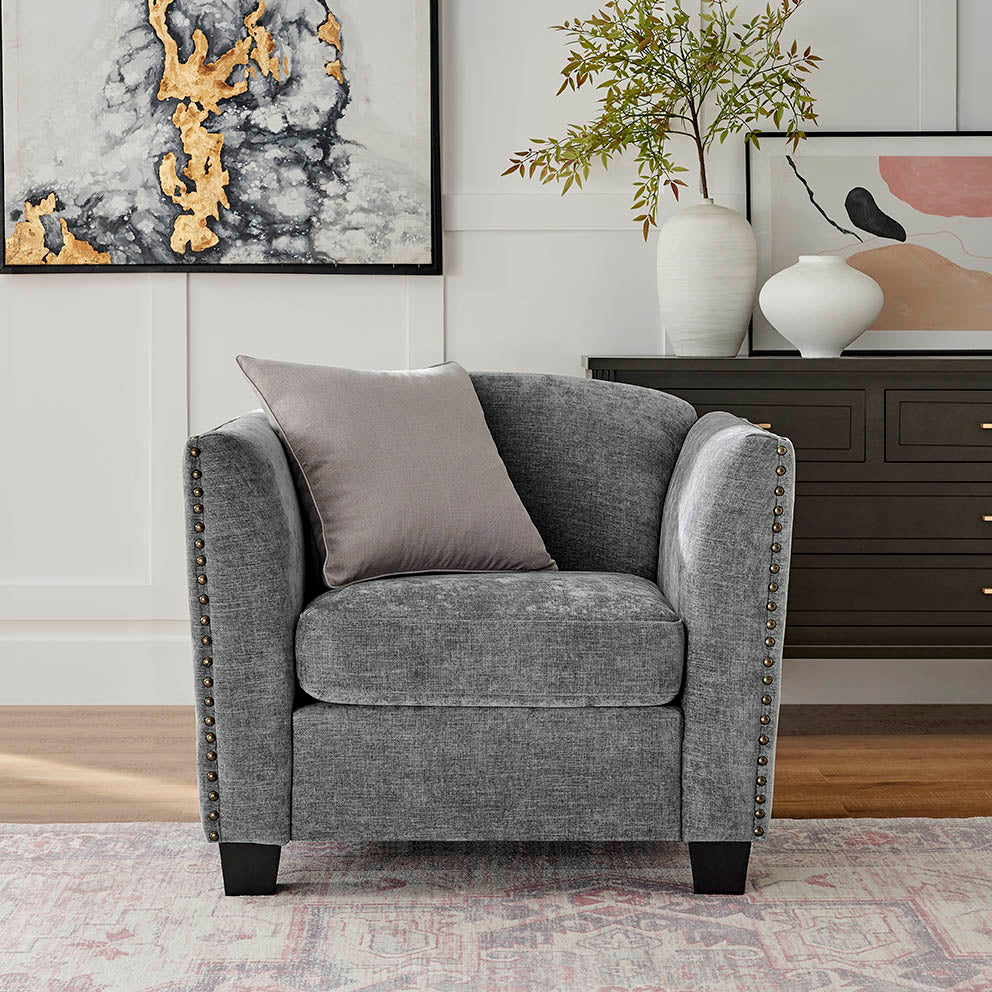 Dawson Studded Grey Armchair