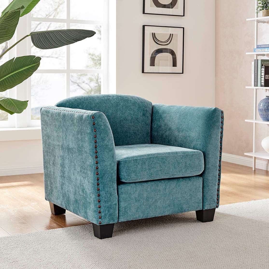 Dawson Studded Teal Armchair