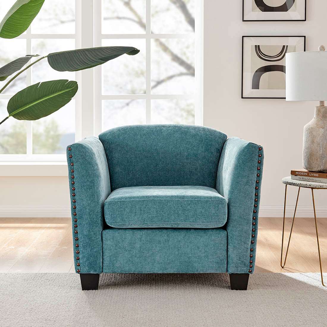 Dawson Studded Teal Armchair