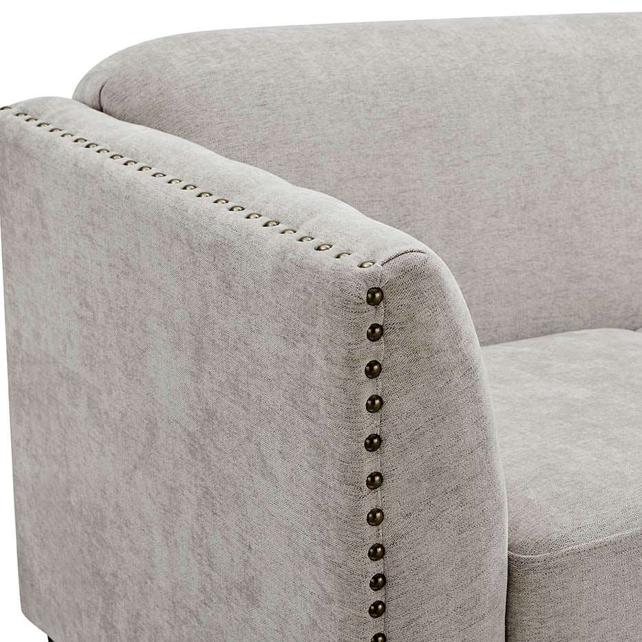 Dawson Studded 3 Seater Cream Sofa