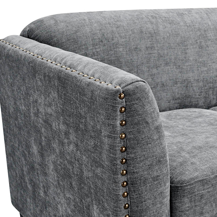 Dawson Studded 3 Seater Grey Sofa