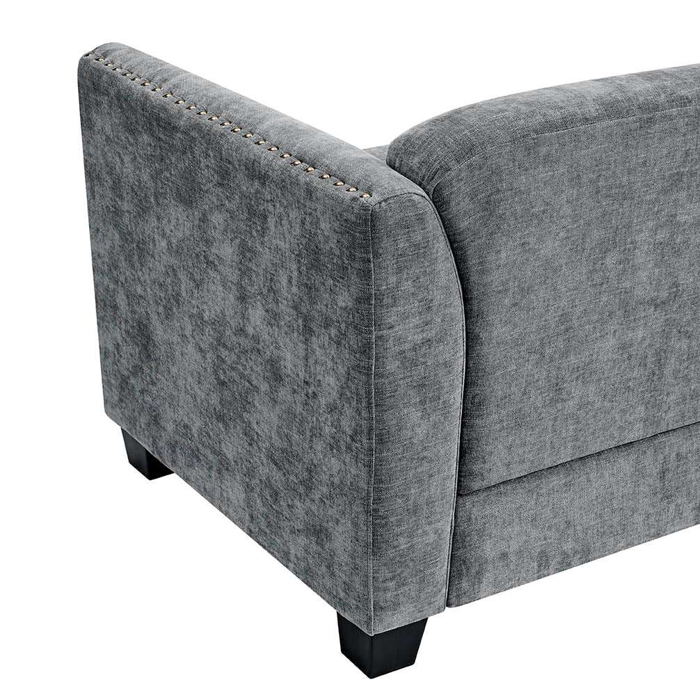 Dawson Studded 3 Seater Grey Sofa