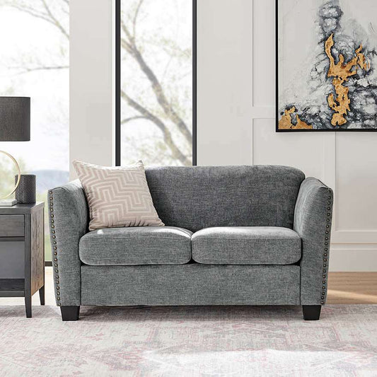 Dawson Studded 2 Seater Grey Sofa