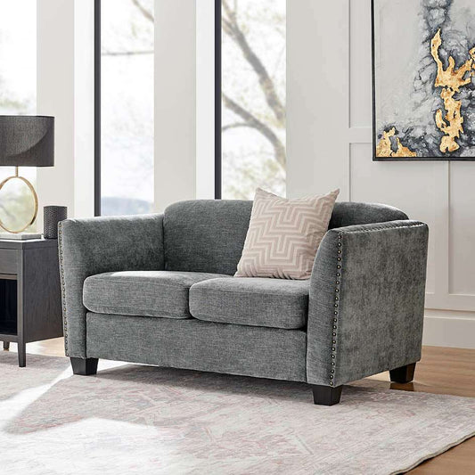 Dawson Studded 2 Seater Grey Sofa